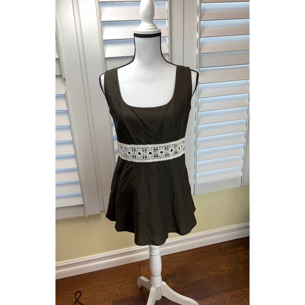 Ann Taylor Linen Tank Top with Decorative Waistband- Size 4 (A126)